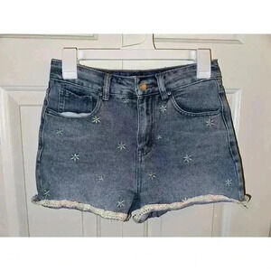 Daisy Embroidered Denim Shorts